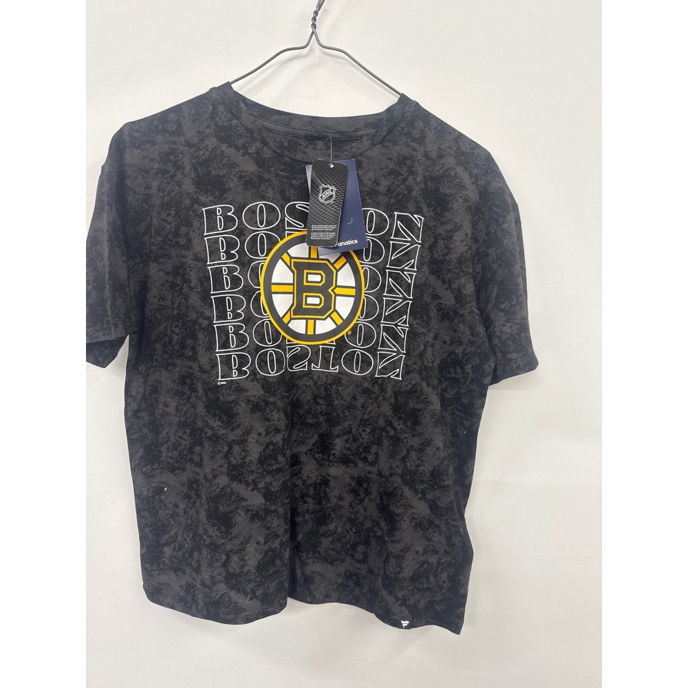 Fanatics Boston Bruins NHL Black Faded Wash‎ Graphic T-Shirt Small New NWT
